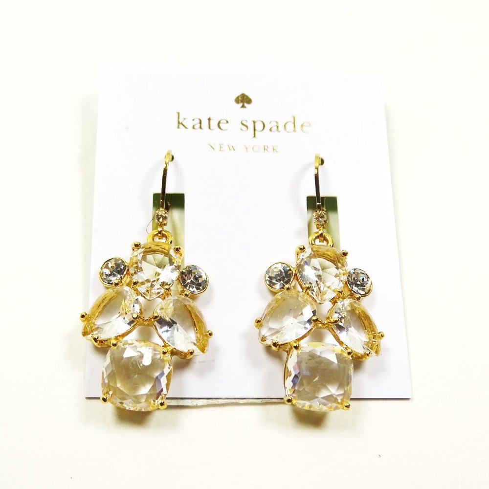 KATE SPADE Yellow Gold Plated Clear Crystal Statement Earring